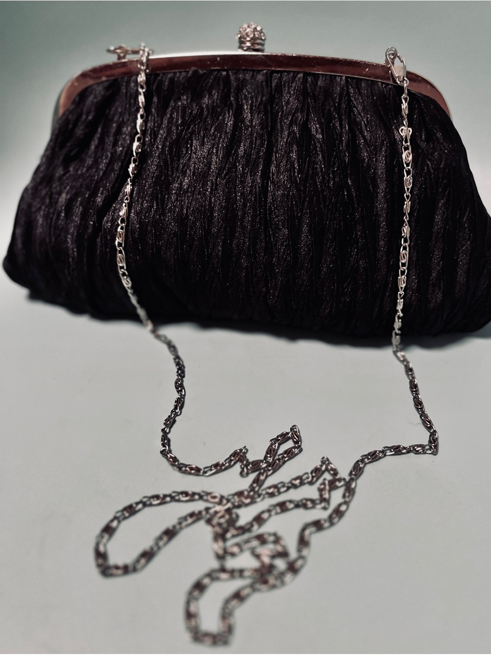 Neiman Marcus Pleated Black Evening Bag
